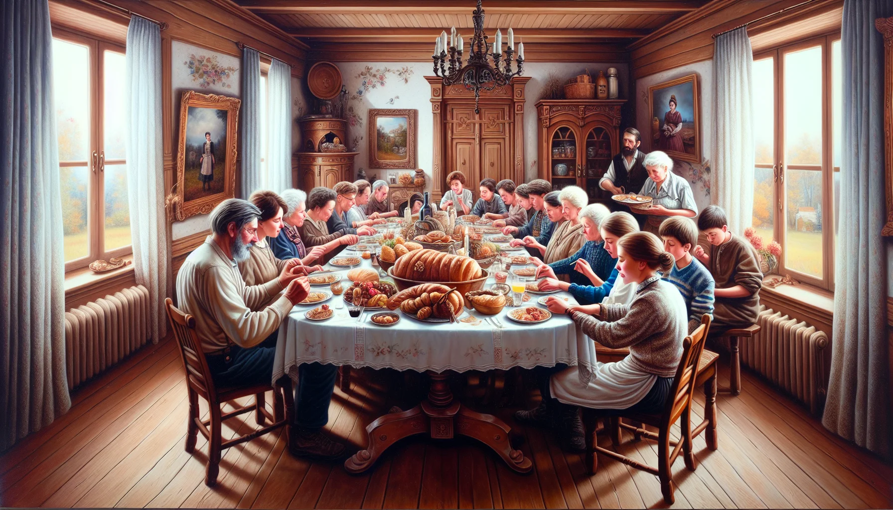 Famille franco-russe partageant un dîner en France