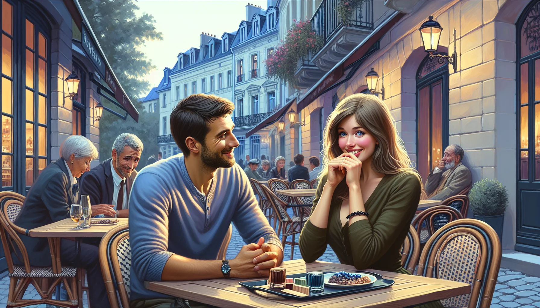 Couple franco-ukrainien se rencontrant dans un café