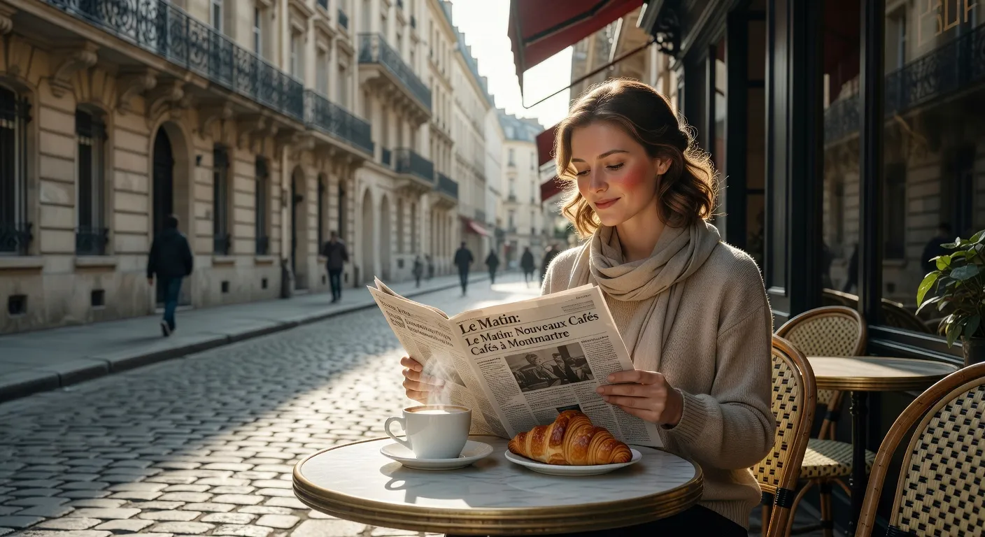 Femme russe dans une rue parisienne, scène de vie quotidienne en France